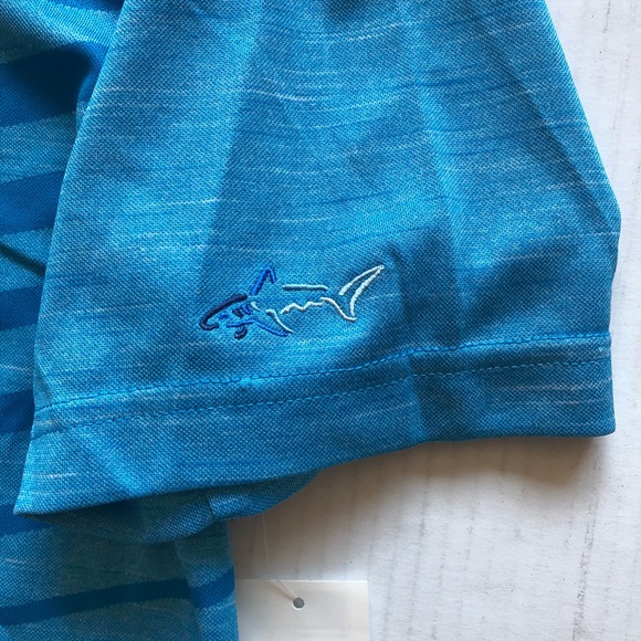 Attack Life By Greg Norman Men's Ombre Chevron Jacquard Polo, Calypso Blue, S - Picture 5 of 6